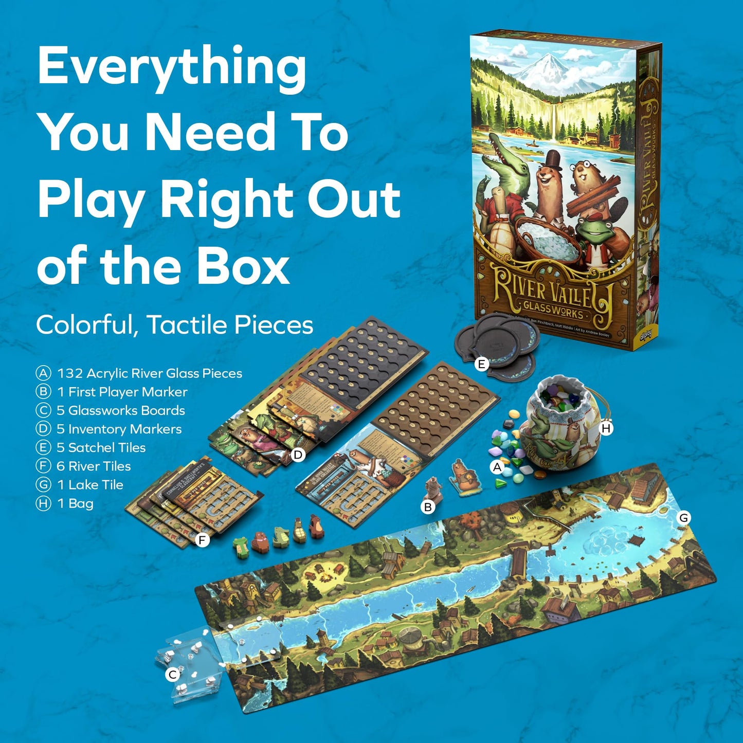 ALLPLAY River Valley Glassworks Retail Edition Board Game — Cozy Yet Clever Drafting Game for Families and Adults