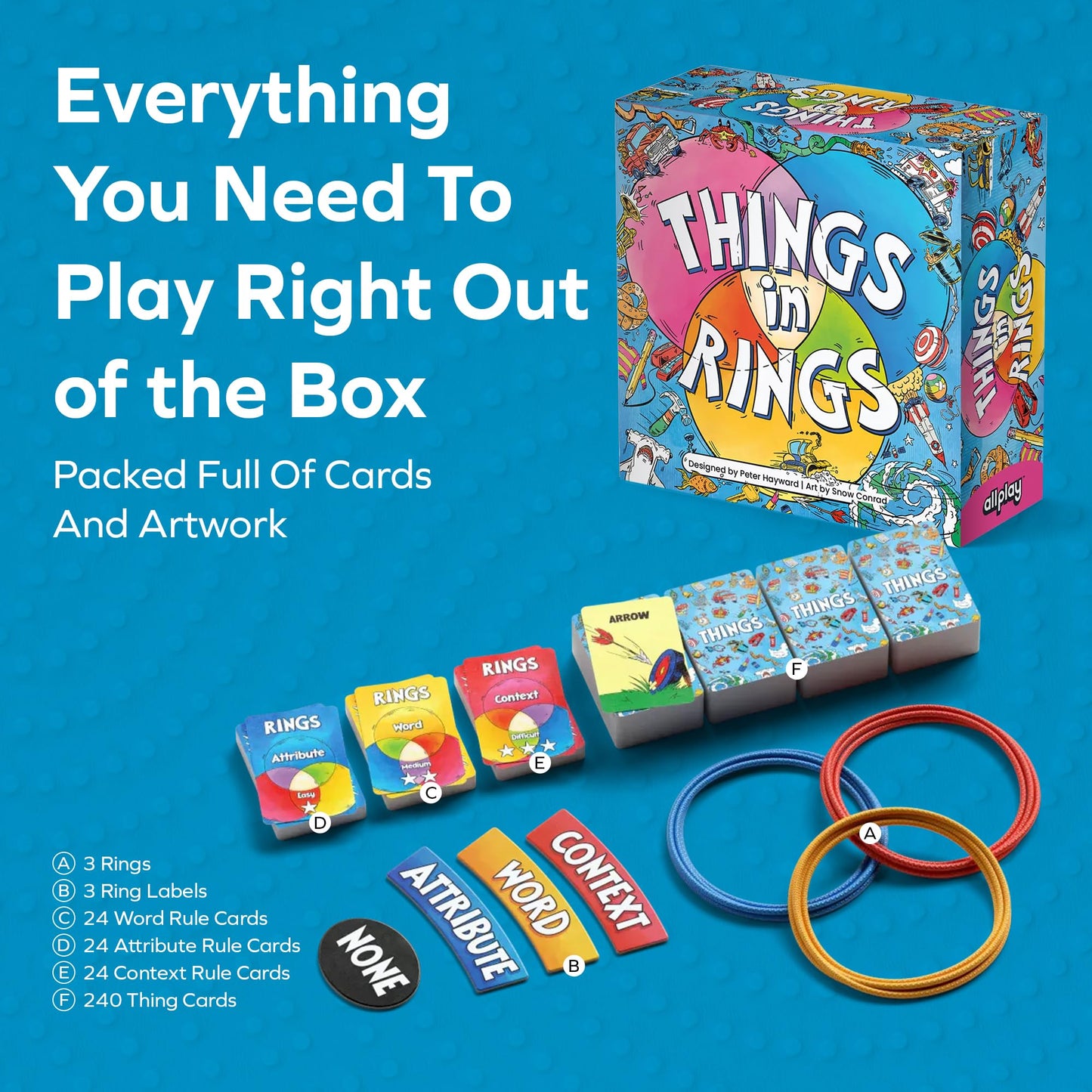 Allplay - Things in Rings Board Game | Small Box, Big Game for 2-6 Players | 20 Minute Play Time