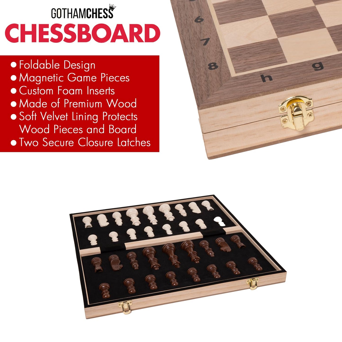 GothamChess Board | Foldable Magnetic Chess Set + Levy Rozman Course | Allstar Innovations