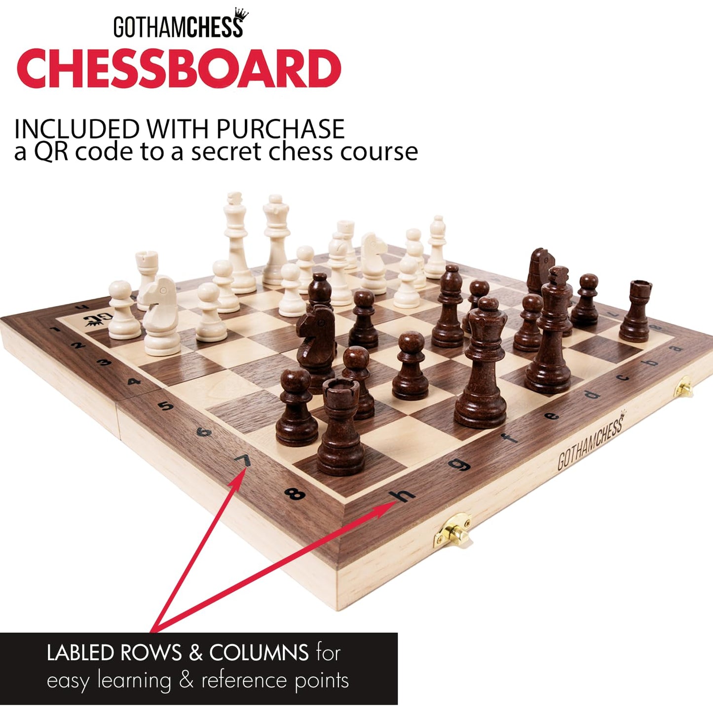 GothamChess Board | Foldable Magnetic Chess Set + Levy Rozman Course | Allstar Innovations