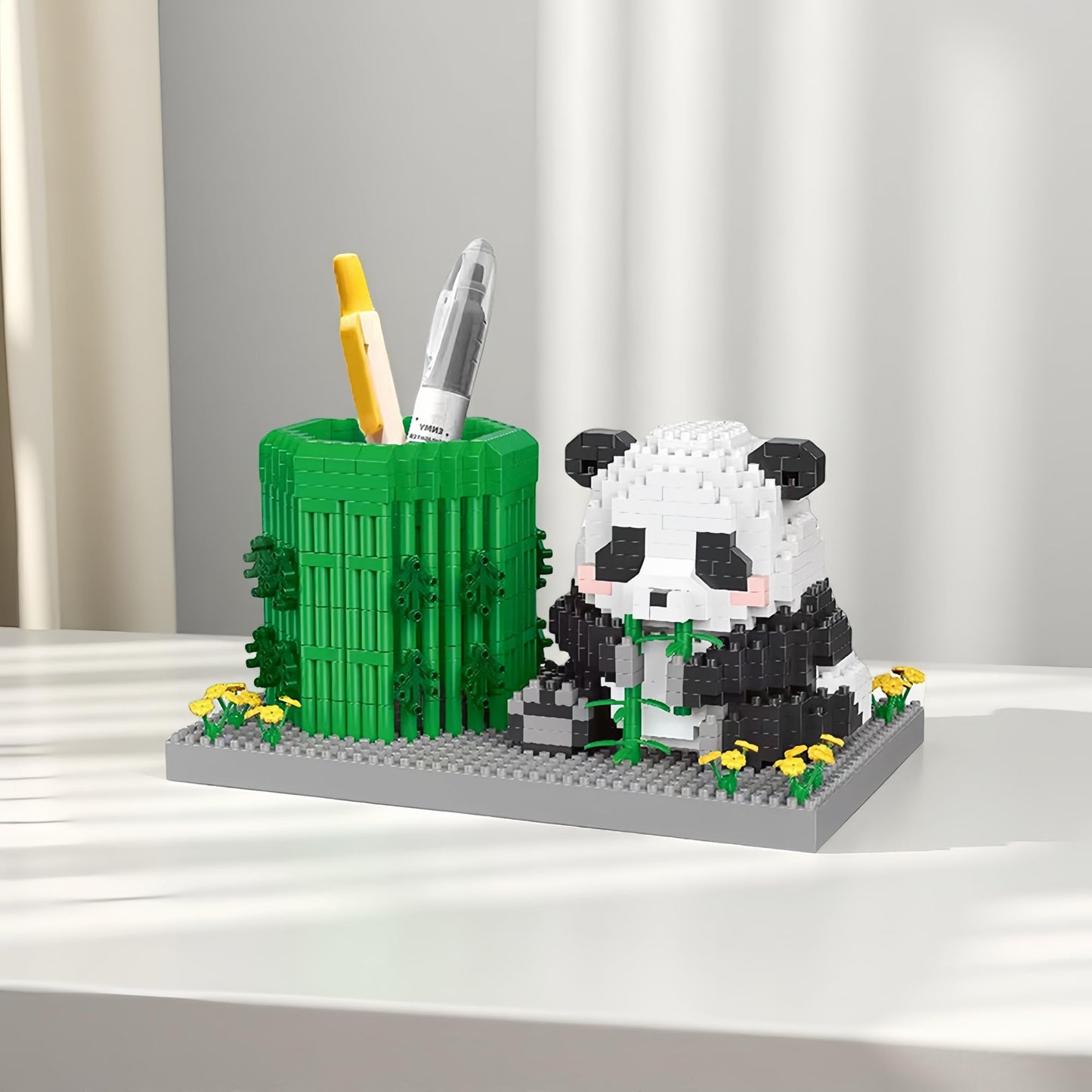 Alltogetho Panda Pen Holder — Micro Mini Building Block Kit for Students and Office Desk Decor