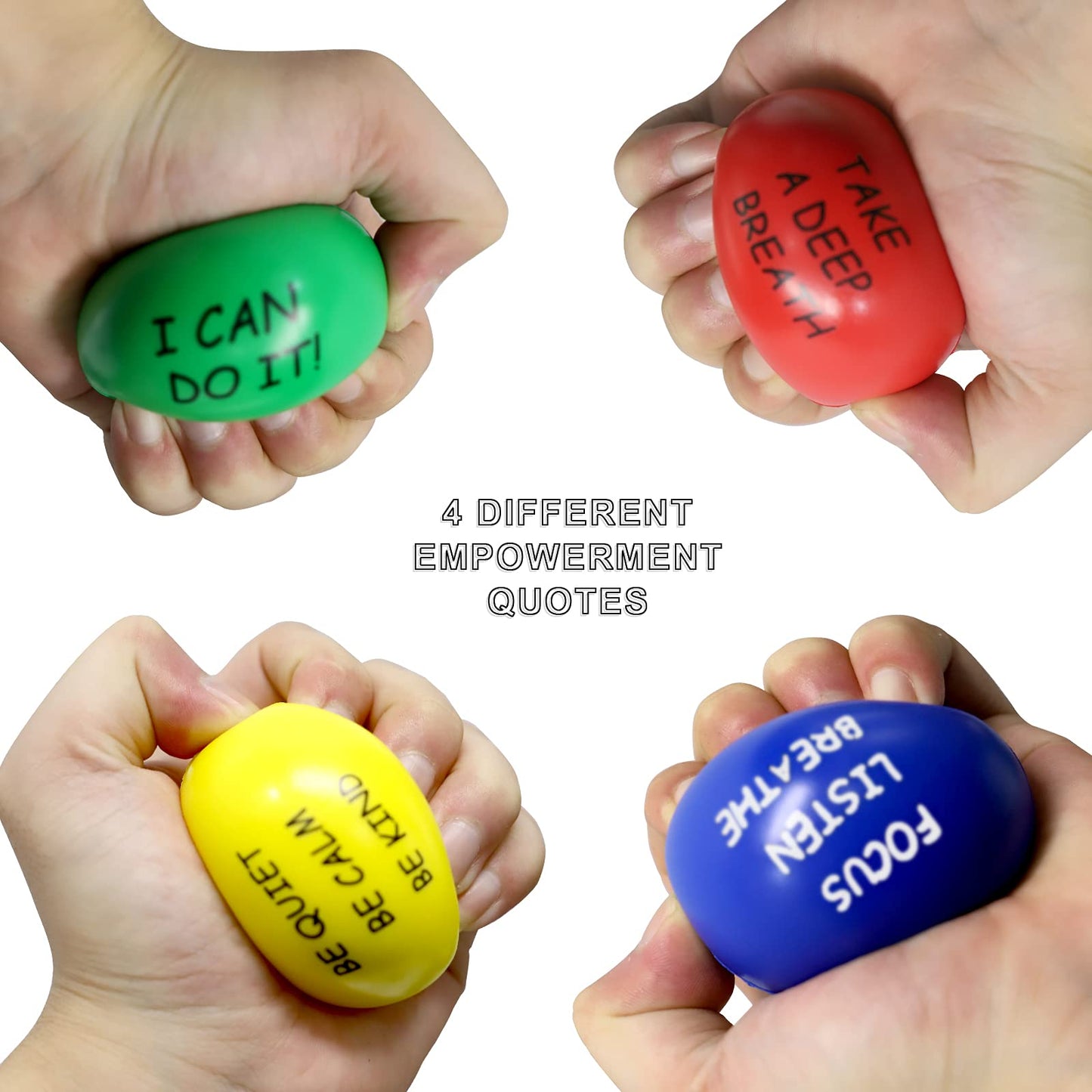 ALMAH Motivational Stress Balls (4 Pack) – For Kids & Adults, Stress Relief & Fidget