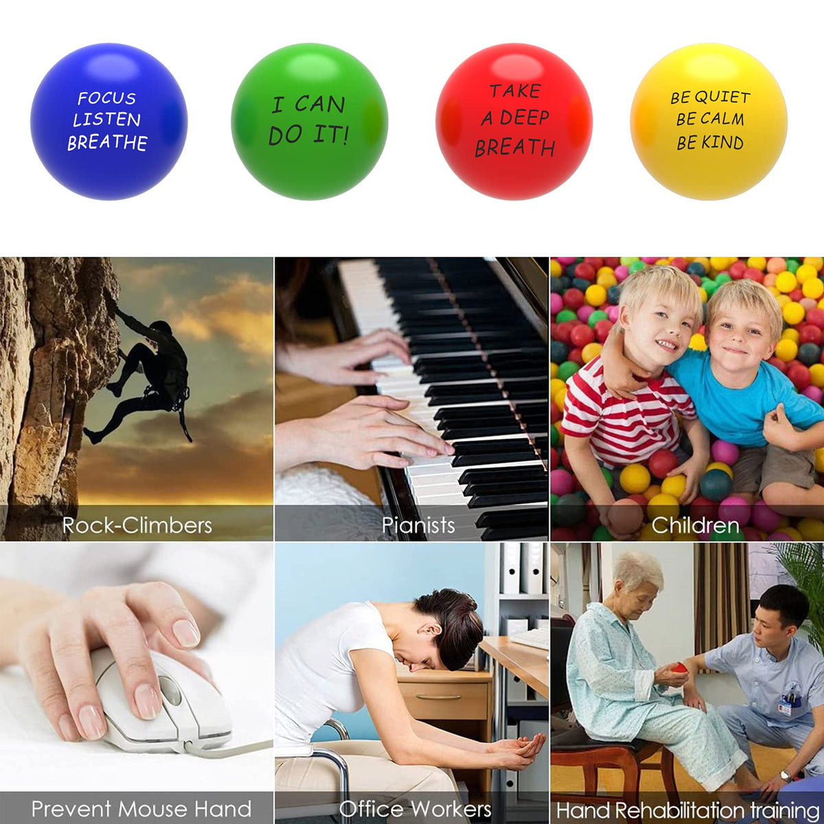 ALMAH Motivational Stress Balls (4 Pack) – For Kids & Adults, Stress Relief & Fidget