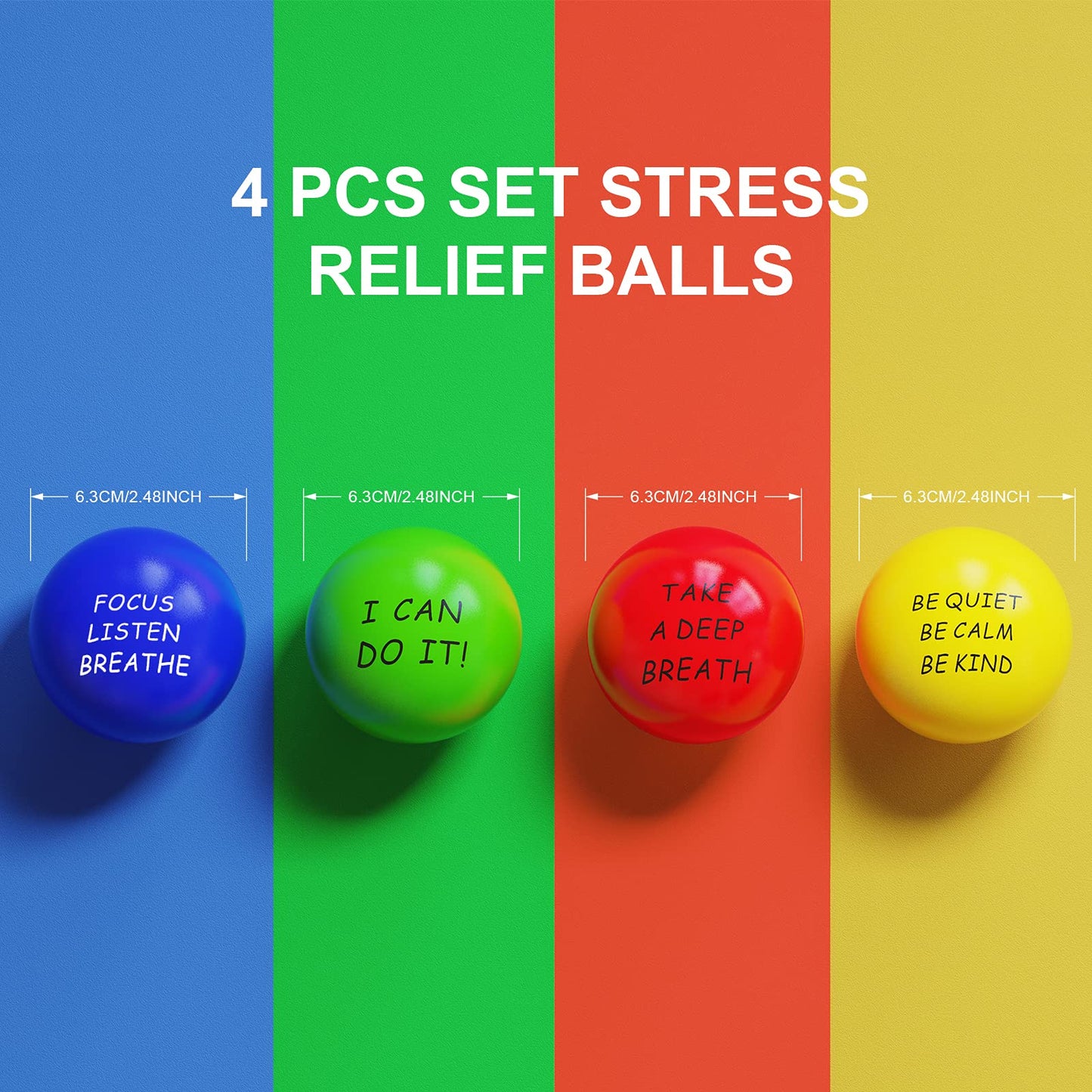 ALMAH Motivational Stress Balls (4 Pack) – For Kids & Adults, Stress Relief & Fidget