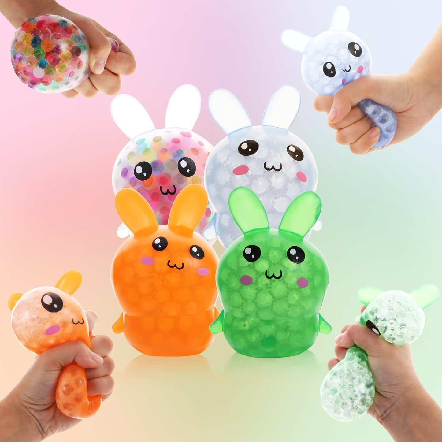 ALMHH Easter Bunny Stress Balls - 4 Pack for Adults | Easter Basket Stuffers & Stress Relief Toys