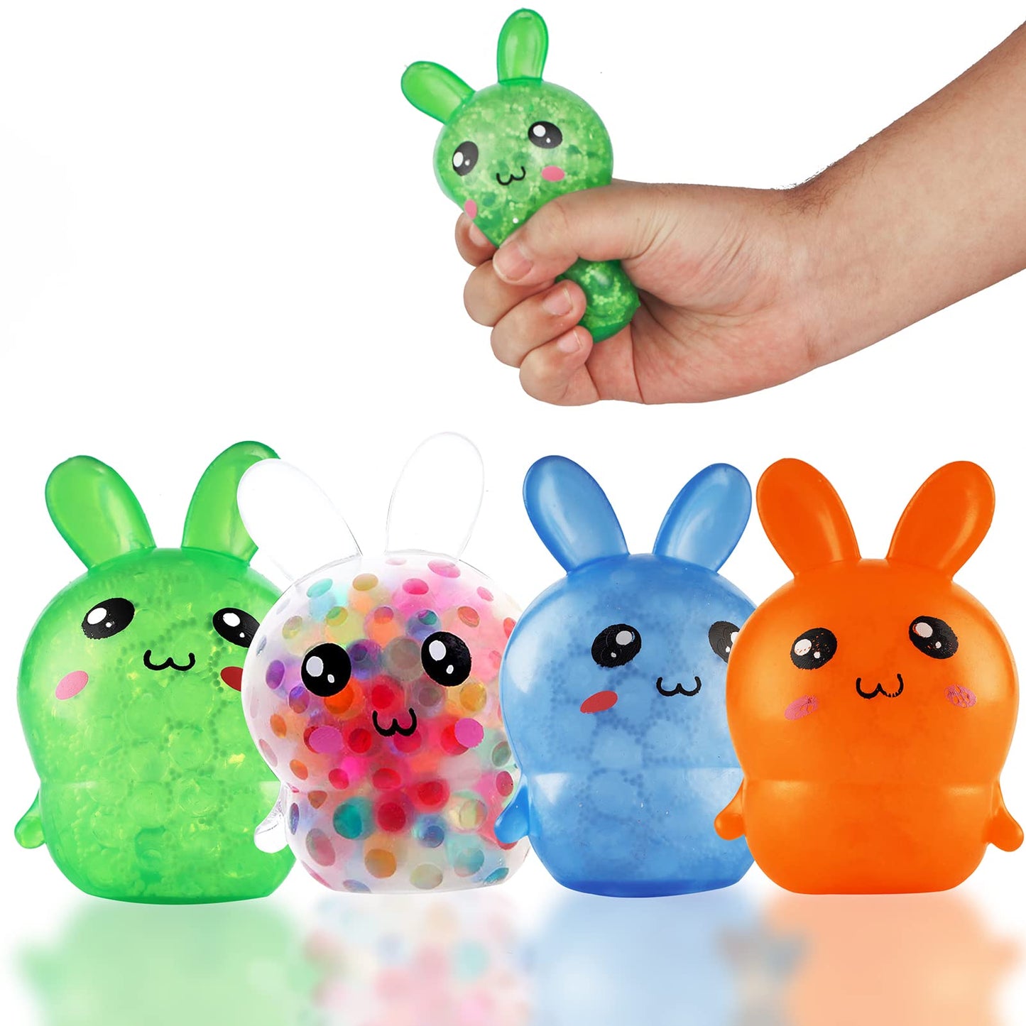 ALMHH Easter Bunny Stress Balls - 4 Pack for Adults | Easter Basket Stuffers & Stress Relief Toys