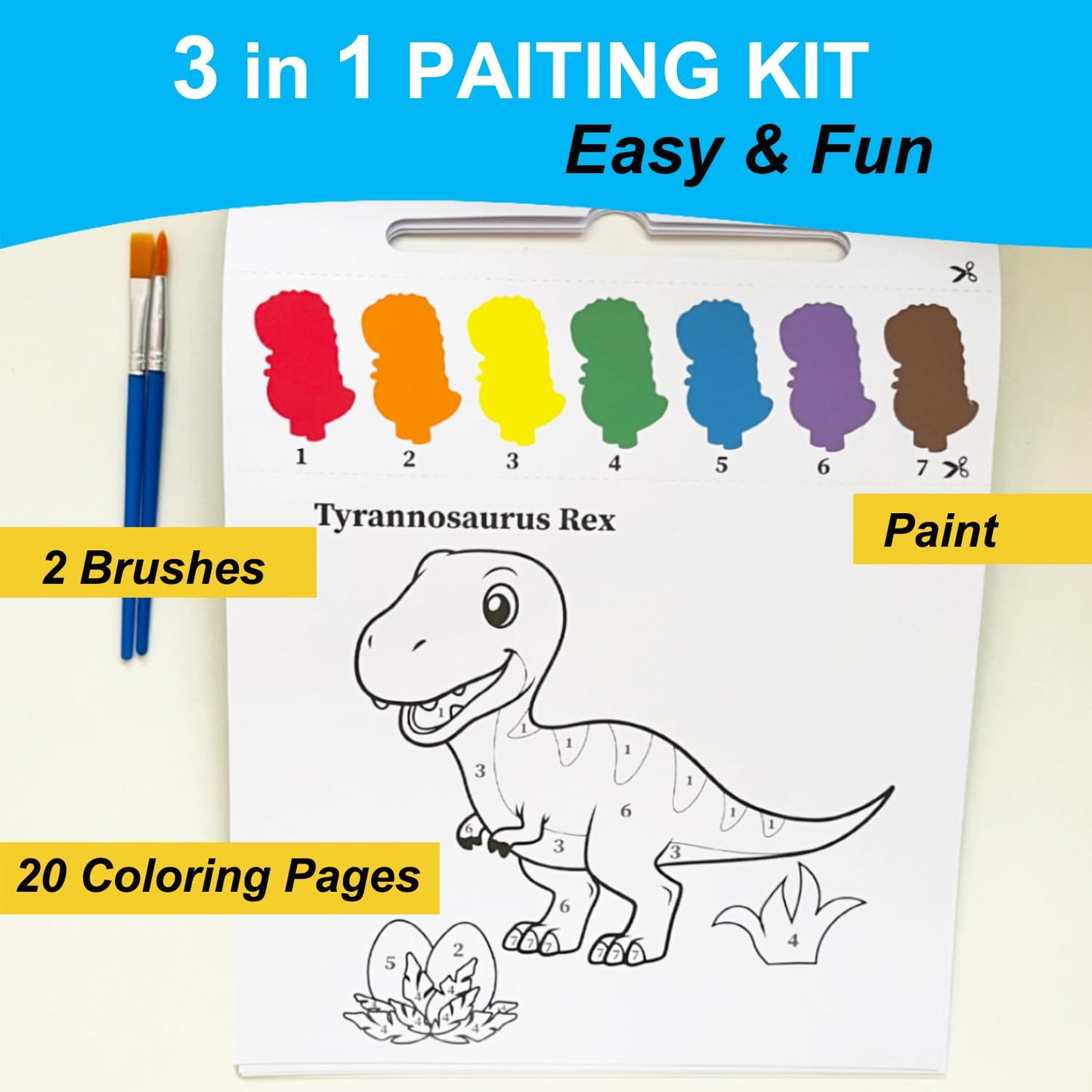 ALNETI Paint with Water Coloring Books – Dino Arts & Crafts Kit for Kids 3-7