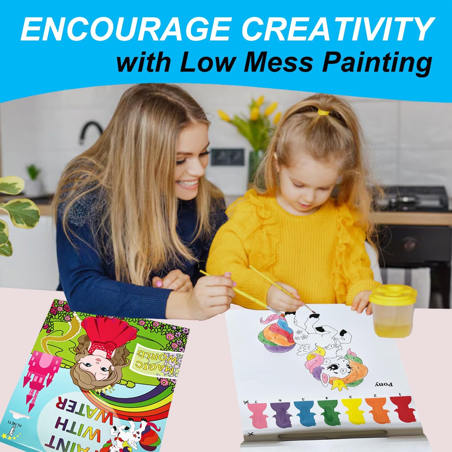 ALNETI Paint with Water Book for Kids 4-8 – Mess-Free Watercolor Kit