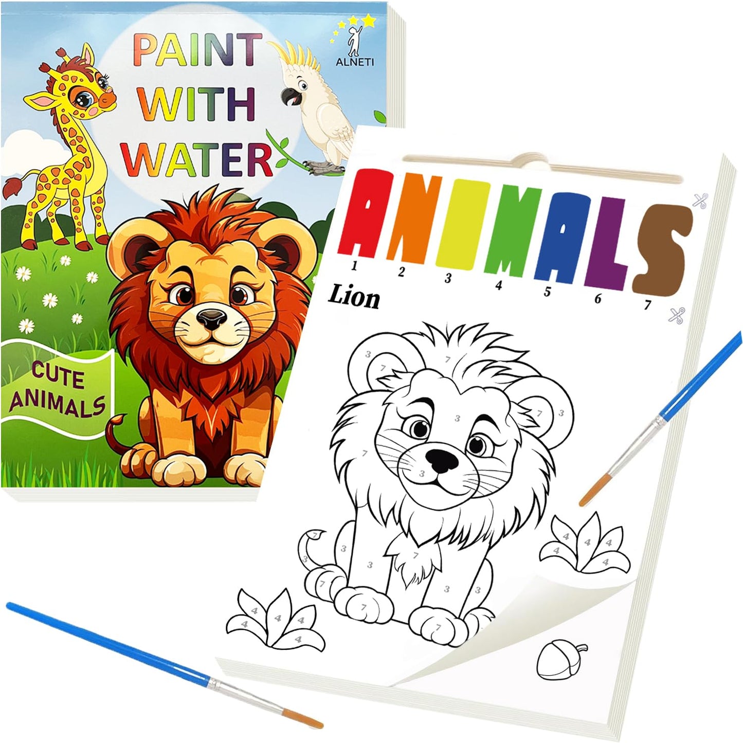 ALNETI Paint with Water Books for Toddlers - Mess-Free Watercolor Art for Kids 3-8