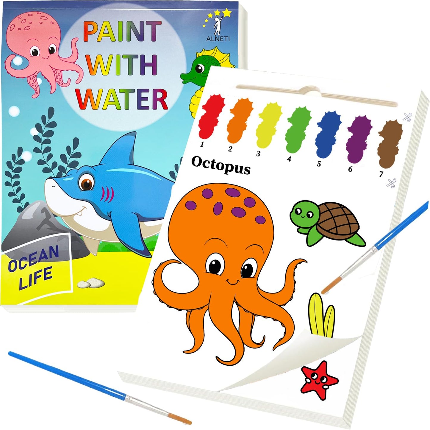ALNETI Watercolor Book for Toddlers – 3-in-1 Water Paint Set, Mess-Free Art for Ages 3-5