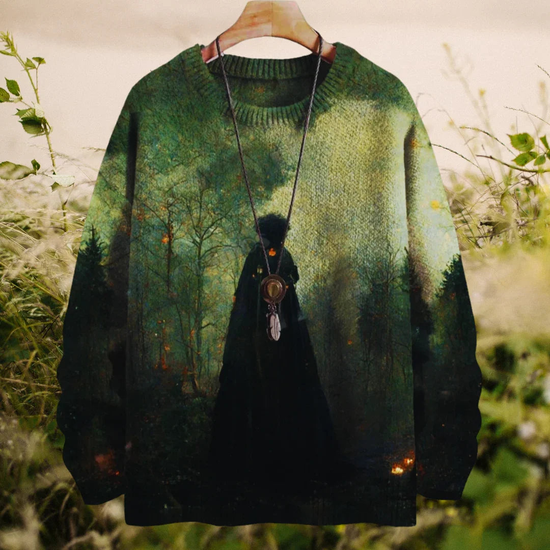 Halloween Raven and Floral 3D Printed Knitted Sweater SELECTION – Unisex Casual Pullover