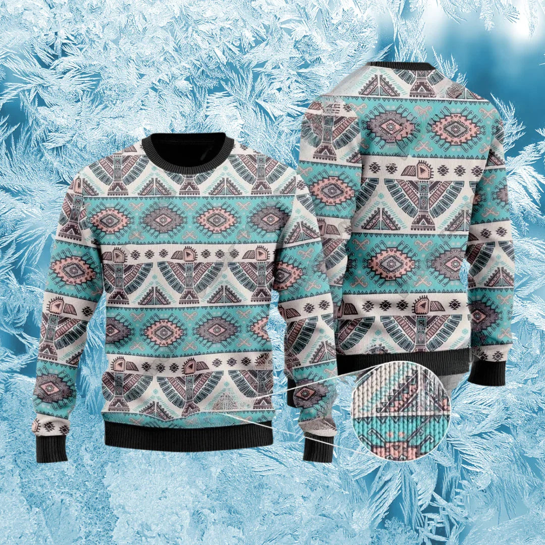 Native Indian Wolf Feather Dream Catcher Art Design Unisex Ugly Sweater (Short to Plus-Size) selection