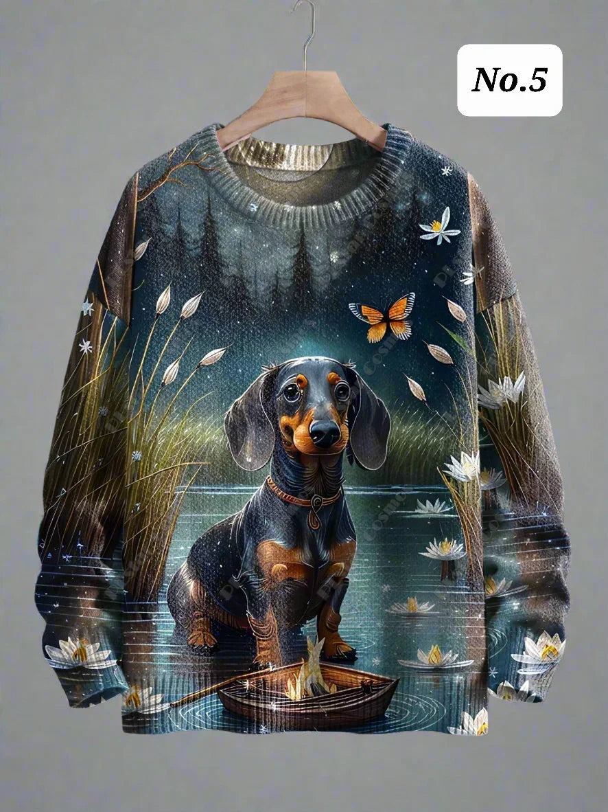 Stylish Cats & Dogs Animals Sweater  SELECTION (Includes Plus Sizes)