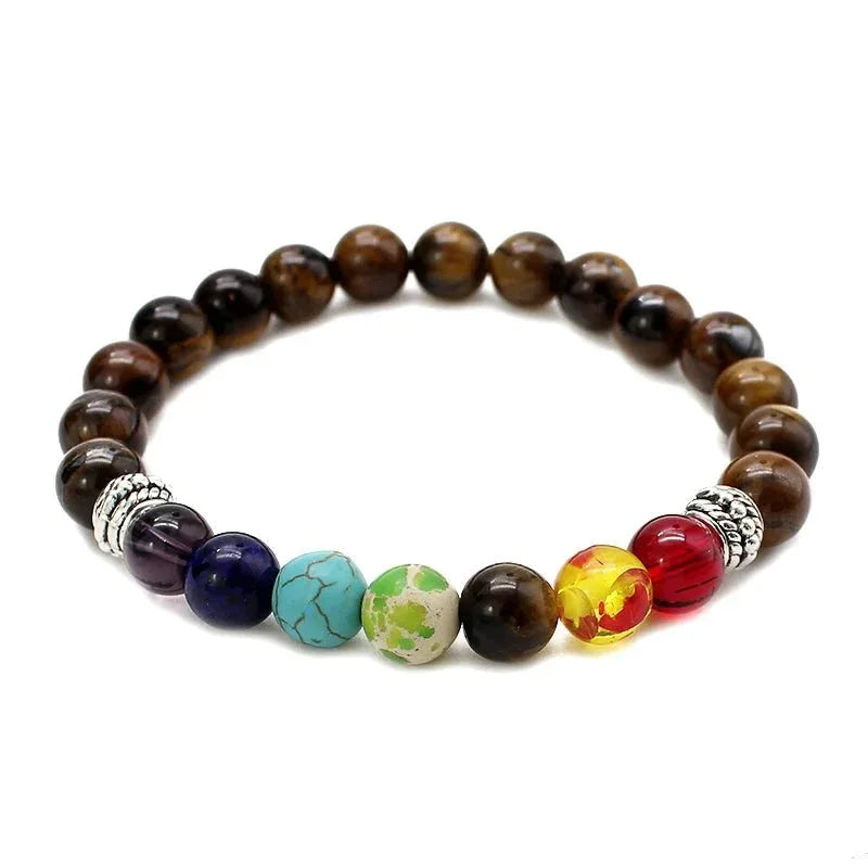 7 Chakra Healing Beaded Bracelet with Natural Lava Precious Stones [SELECTION]