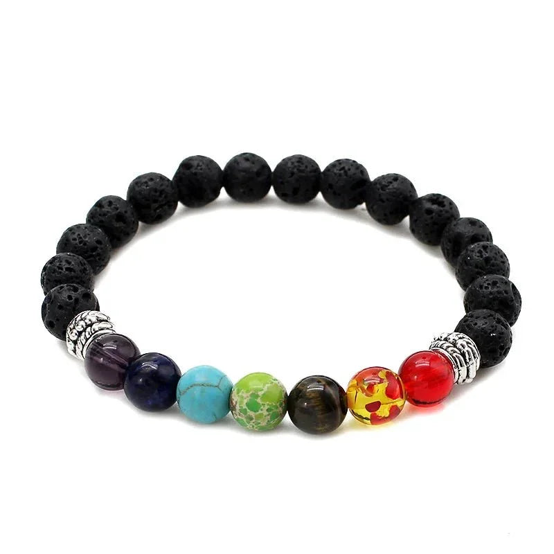 7 Chakra Healing Beaded Bracelet with Natural Lava Precious Stones [SELECTION]