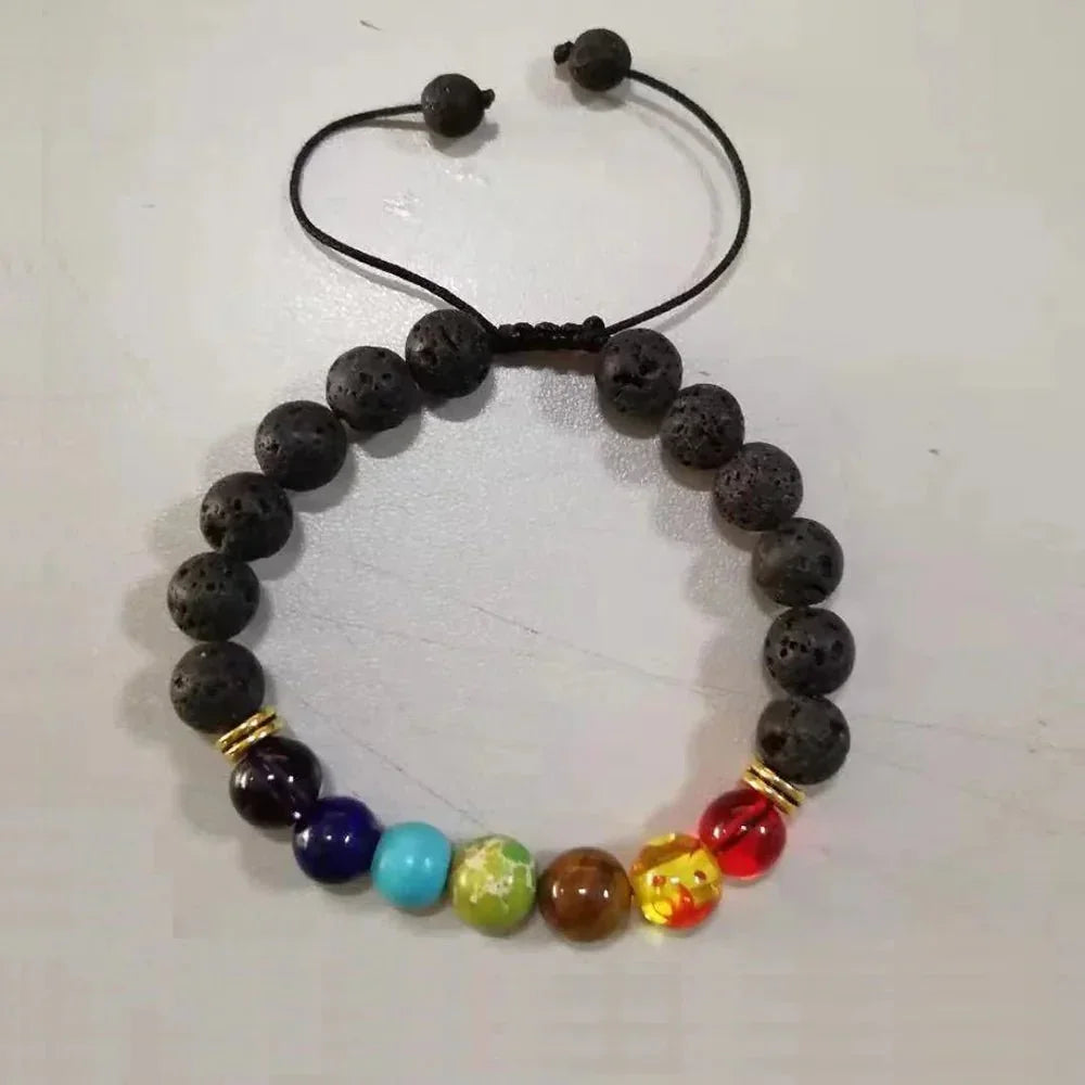 7 Chakra Healing Beaded Bracelet with Natural Lava Precious Stones [SELECTION]