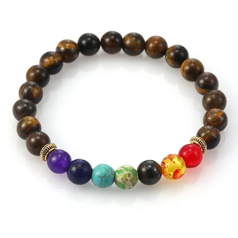 7 Chakra Healing Beaded Bracelet with Natural Lava Precious Stones [SELECTION]