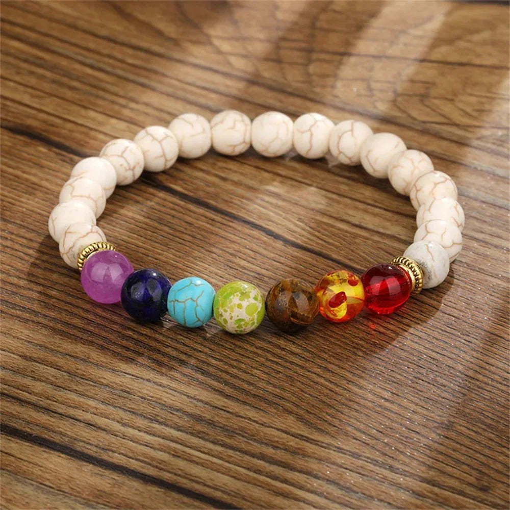 7 Chakra Healing Beaded Bracelet with Natural Lava Precious Stones [SELECTION]