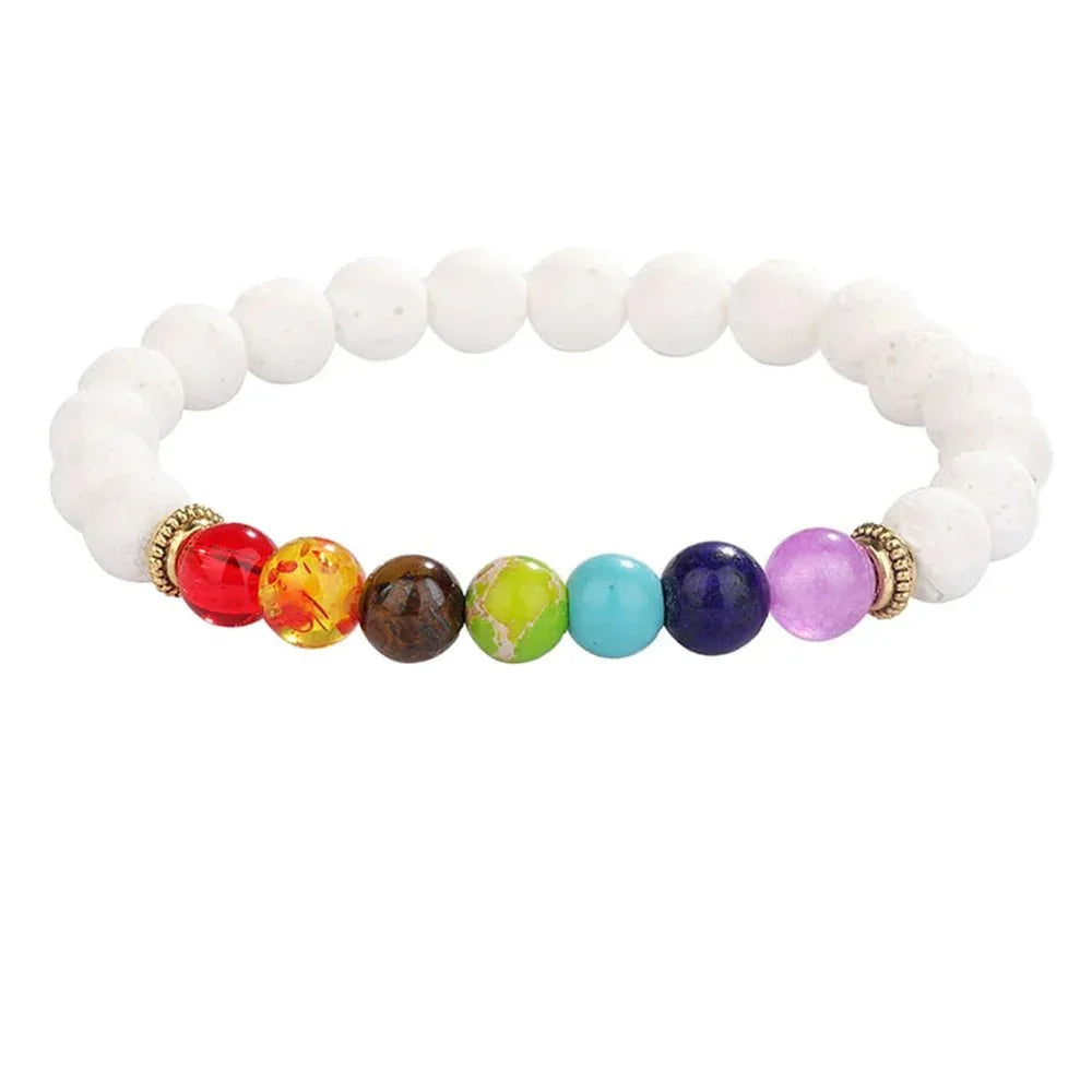 7 Chakra Healing Beaded Bracelet with Natural Lava Precious Stones [SELECTION]