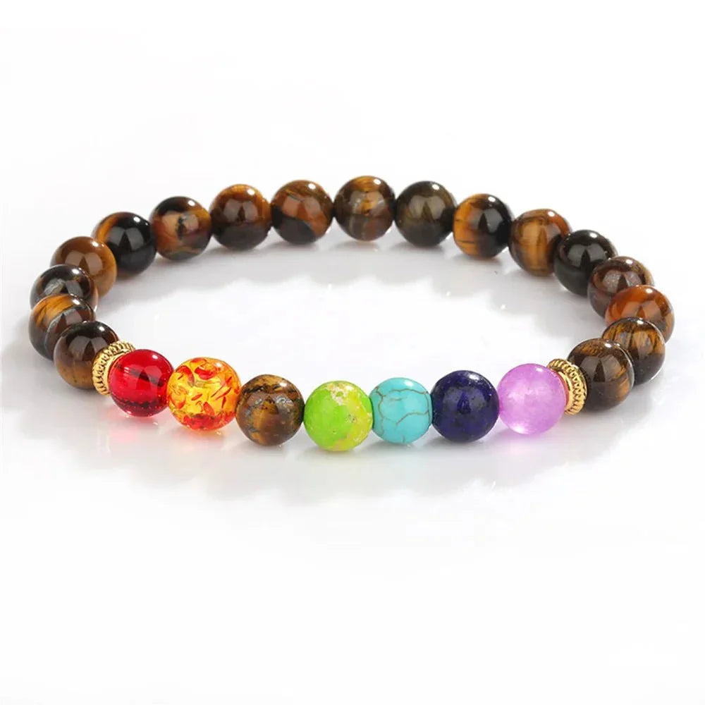 7 Chakra Healing Beaded Bracelet with Natural Lava Precious Stones [SELECTION]