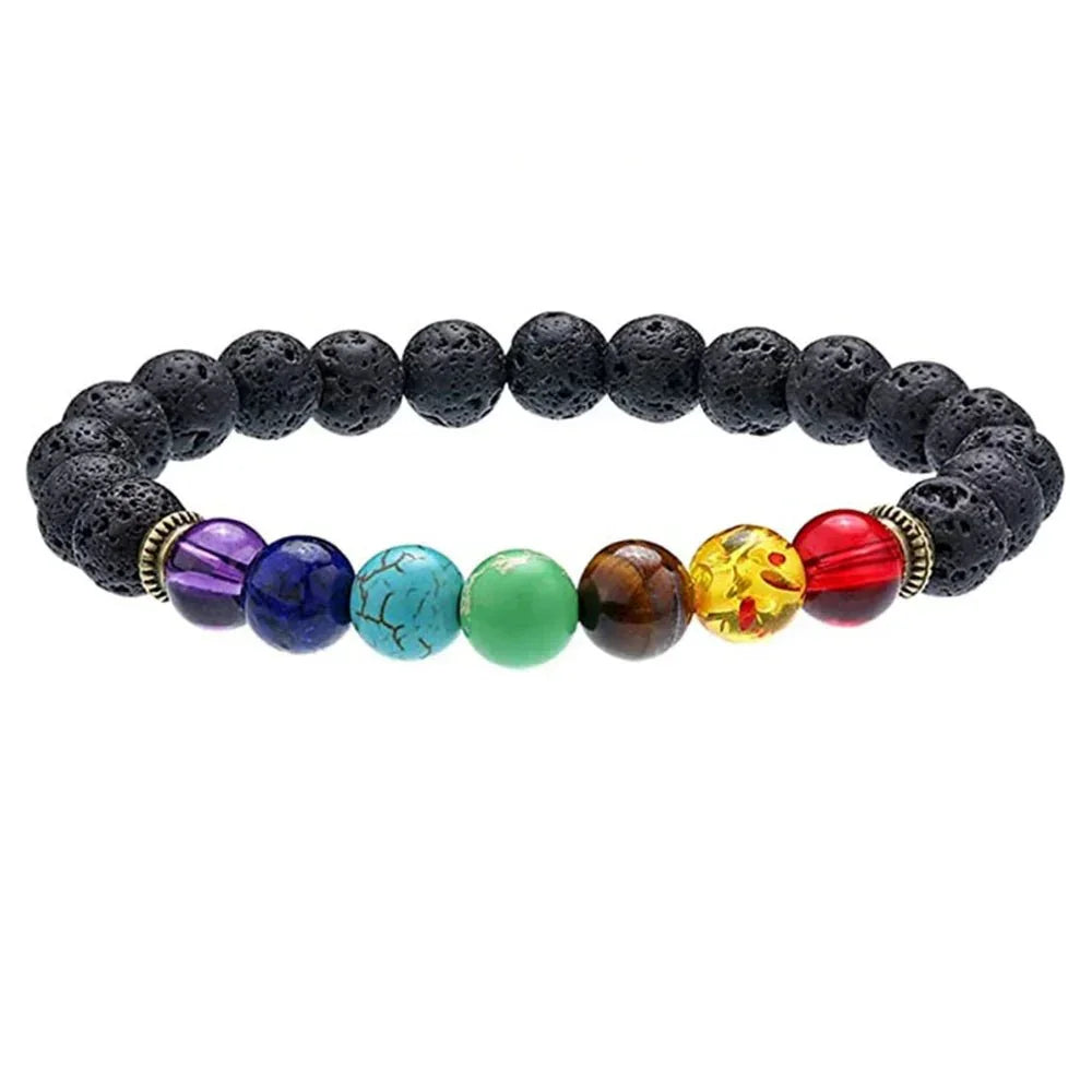 7 Chakra Healing Beaded Bracelet with Natural Lava Precious Stones [SELECTION]