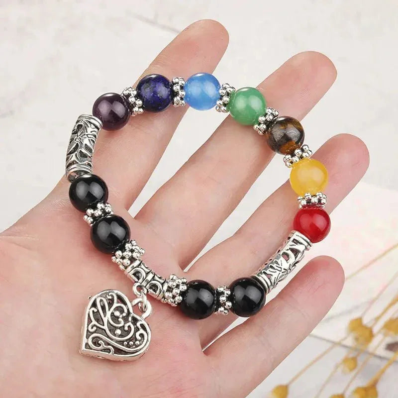 7 Chakra Healing Beaded Bracelet with Natural Lava Precious Stones [SELECTION]