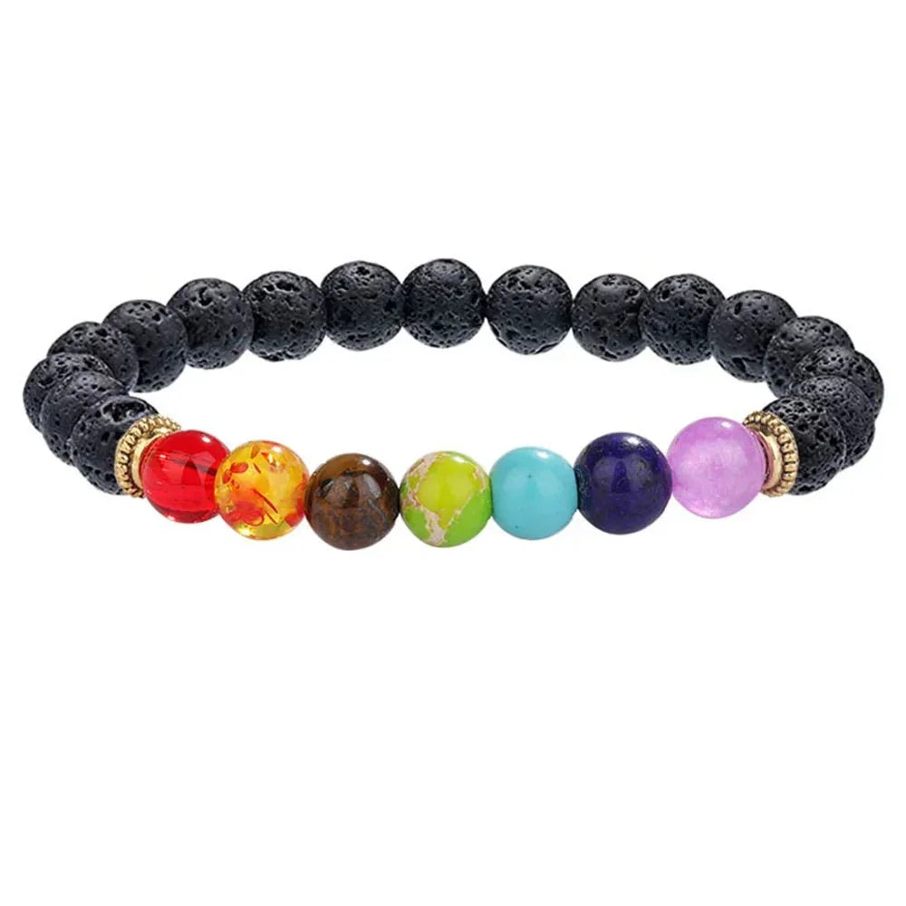 7 Chakra Healing Beaded Bracelet with Natural Lava Precious Stones [SELECTION]