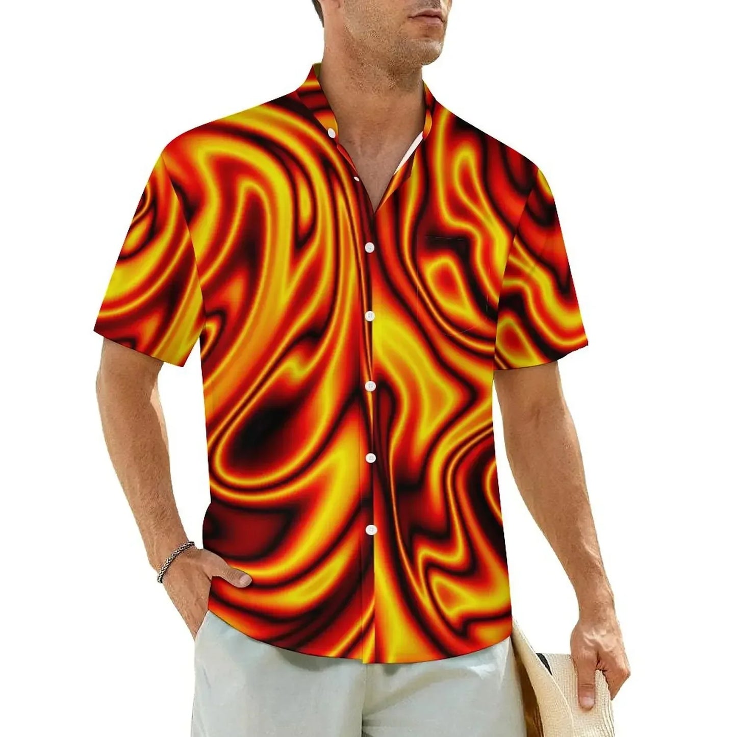2.Men's Casual Funky Art Short Sleeve Collared Beach Shirts Collection