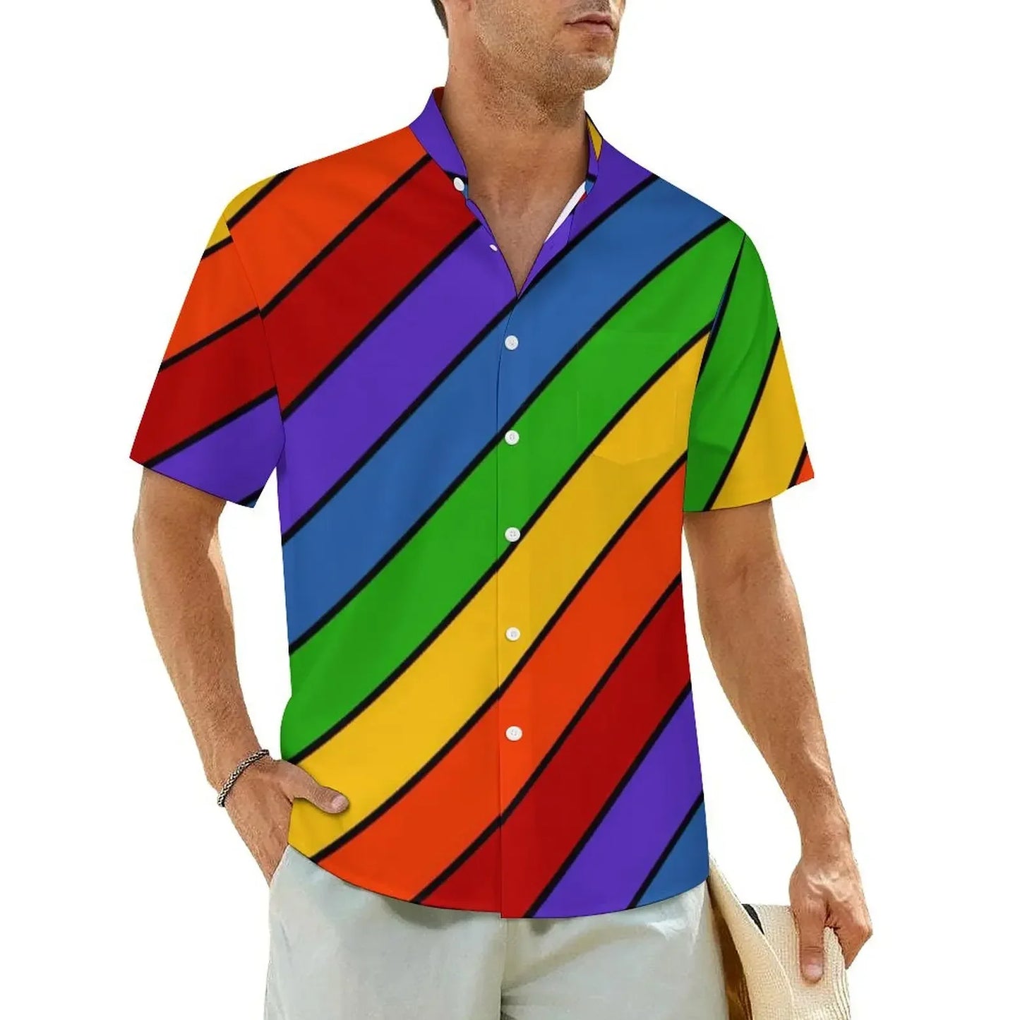1.Men's Casual Funky Art Short Sleeve Collared Beach Shirts Collection