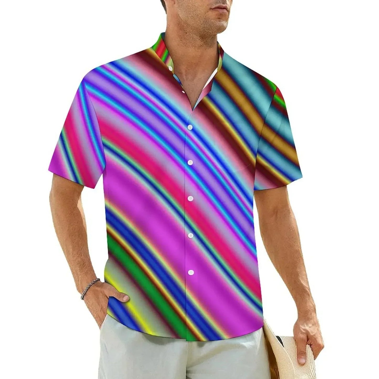 1.Men's Casual Funky Art Short Sleeve Collared Beach Shirts Collection