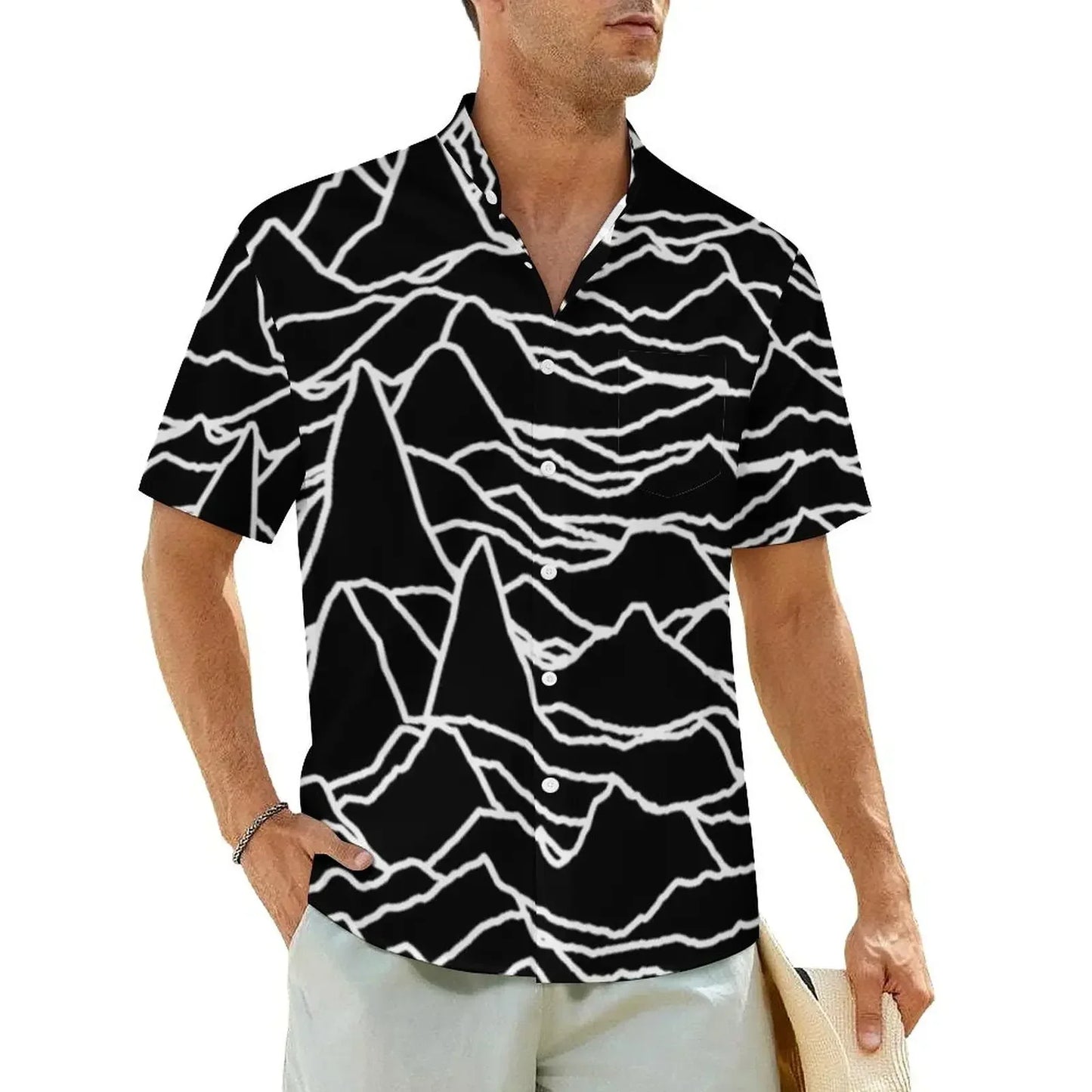 1.Men's Casual Funky Art Short Sleeve Collared Beach Shirts Collection