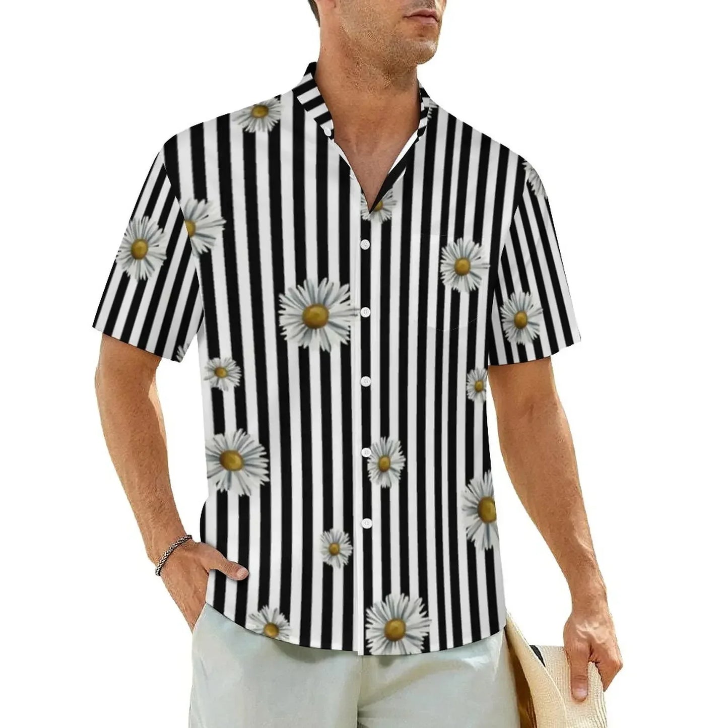 1.Men's Casual Funky Art Short Sleeve Collared Beach Shirts Collection