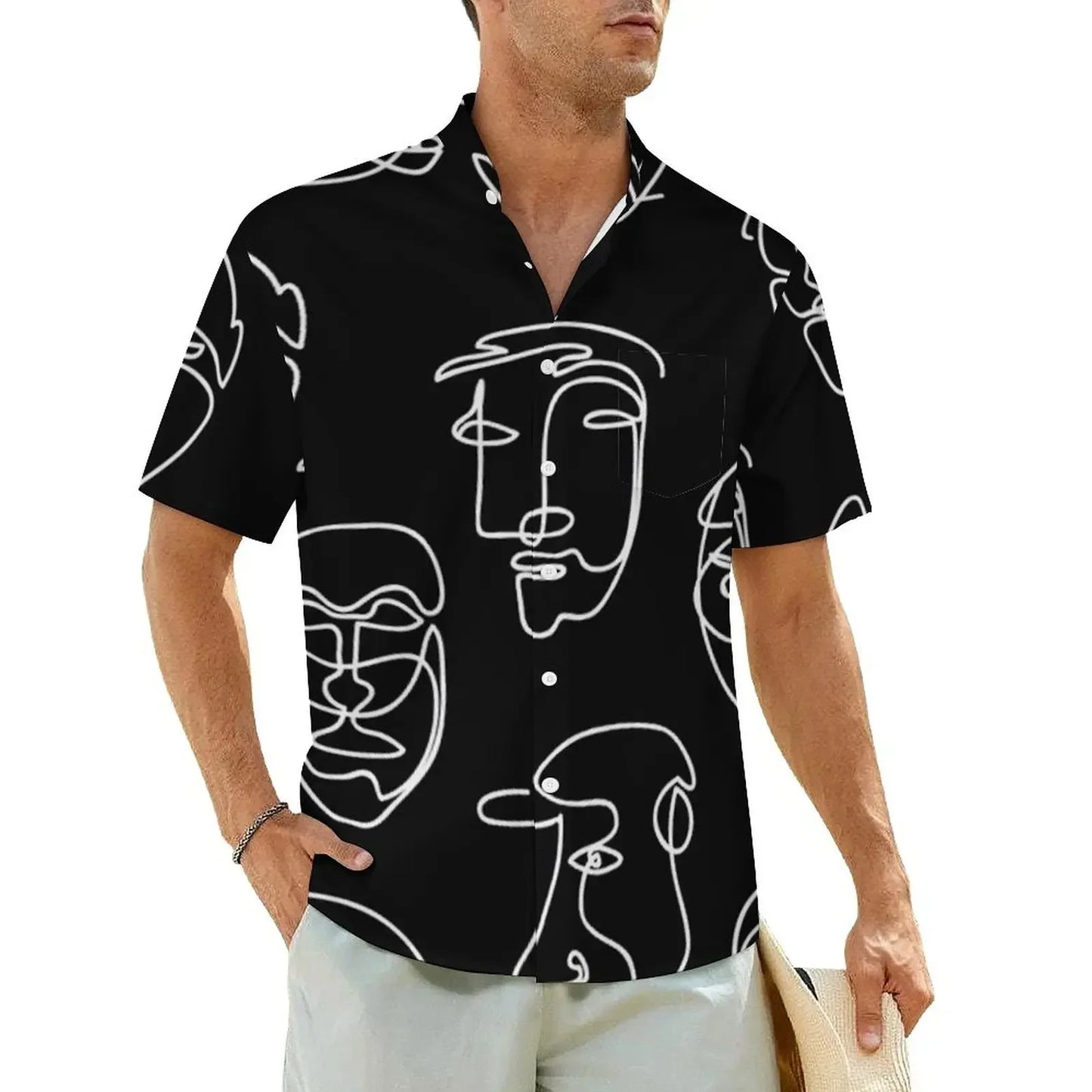 1.Men's Casual Funky Art Short Sleeve Collared Beach Shirts Collection