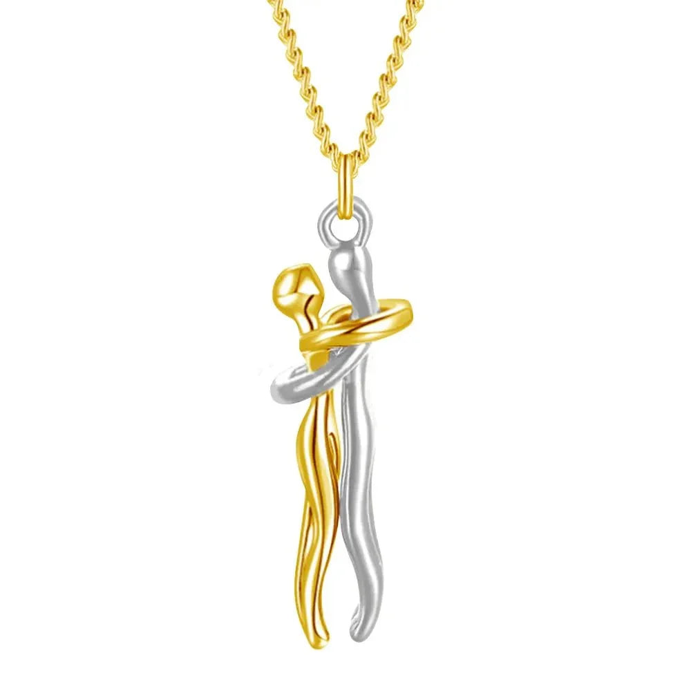 Couple Hugging Pendant Necklace