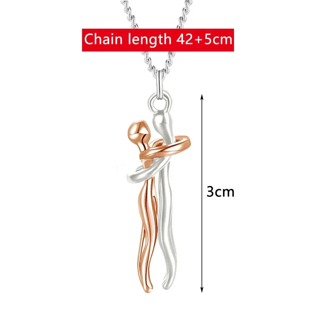 Couple Hugging Pendant Necklace