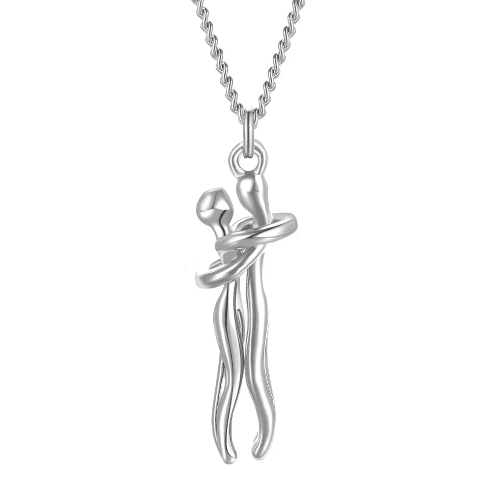 Couple Hugging Pendant Necklace