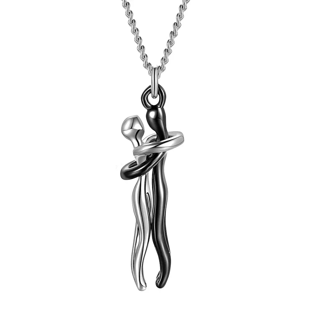 Couple Hugging Pendant Necklace
