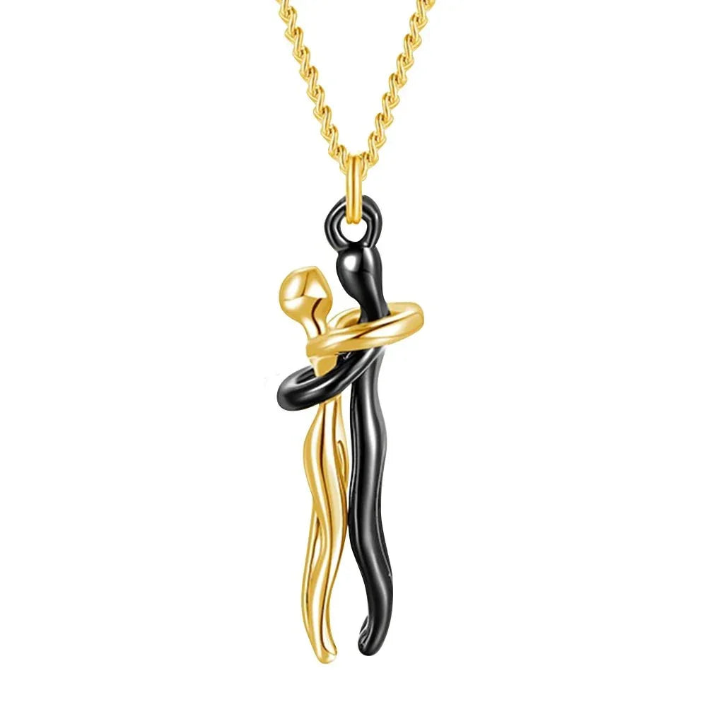 Couple Hugging Pendant Necklace
