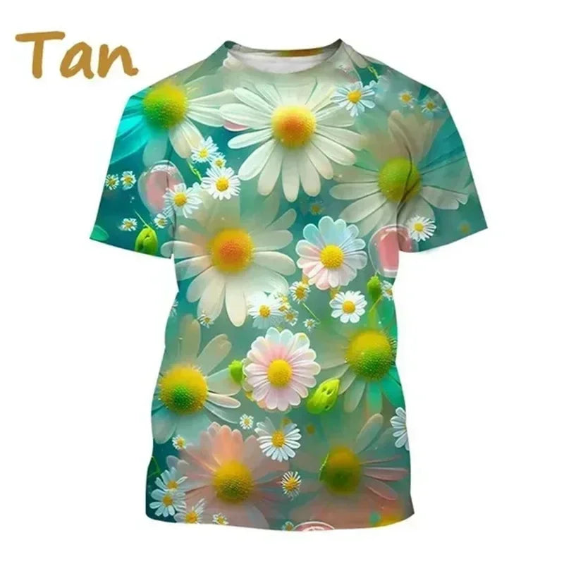 1.Unisex Chrysanthemum & Daisies 3D  T-Shirts (XS-4XL)