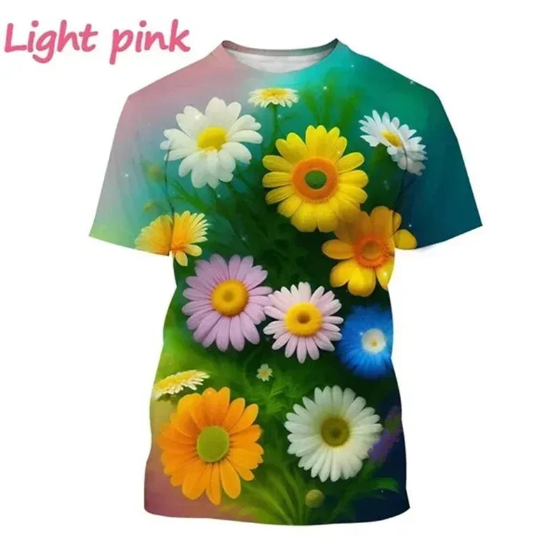 1.Unisex Chrysanthemum & Daisies 3D  T-Shirts (XS-4XL)