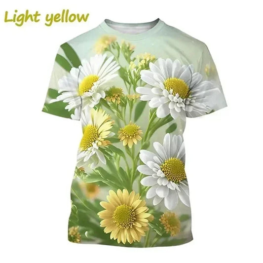 1.Unisex Chrysanthemum & Daisies 3D  T-Shirts (XS-4XL)