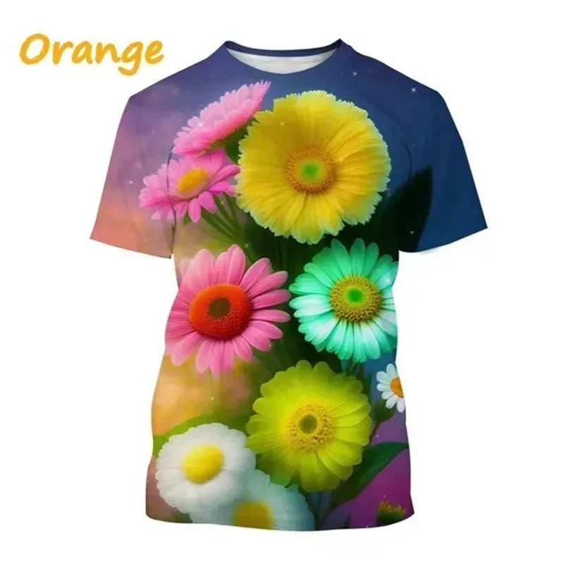2.Unisex Chrysanthemum & Daisies 3D  T-Shirts (XS-4XL)
