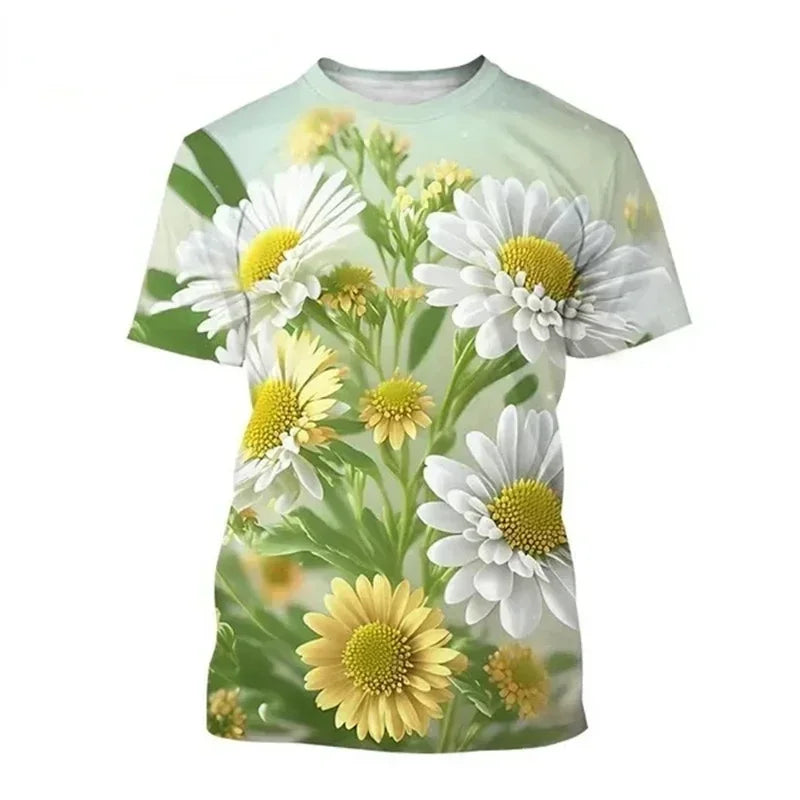 2.Unisex Chrysanthemum & Daisies 3D  T-Shirts (XS-4XL)