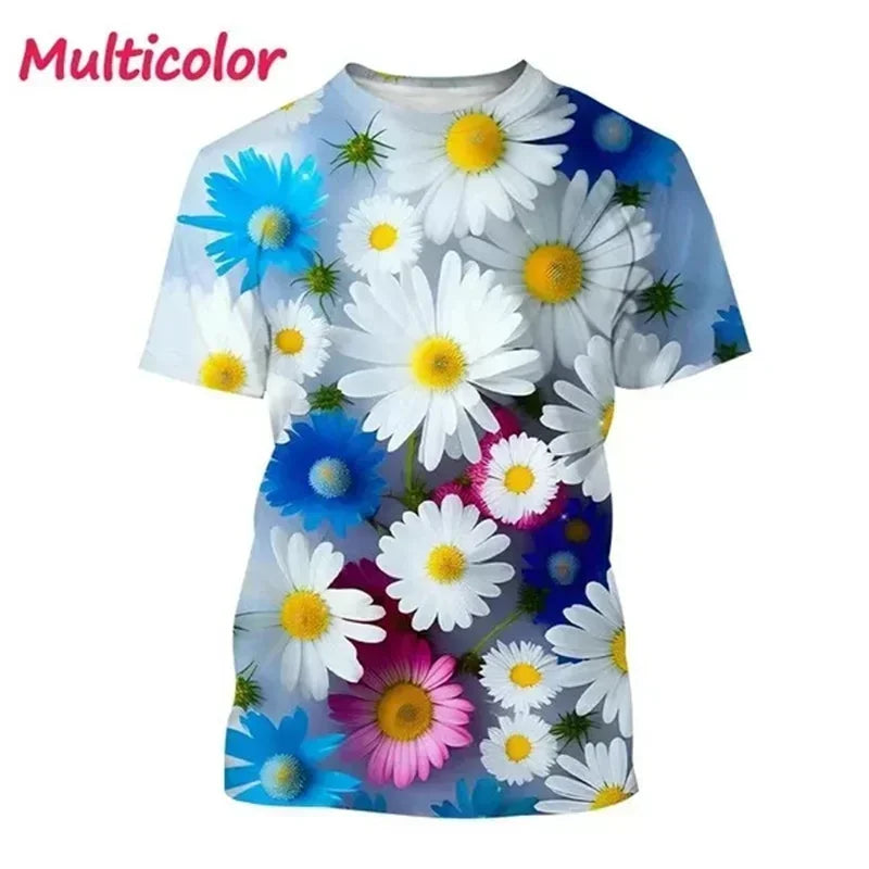2.Unisex Chrysanthemum & Daisies 3D  T-Shirts (XS-4XL)
