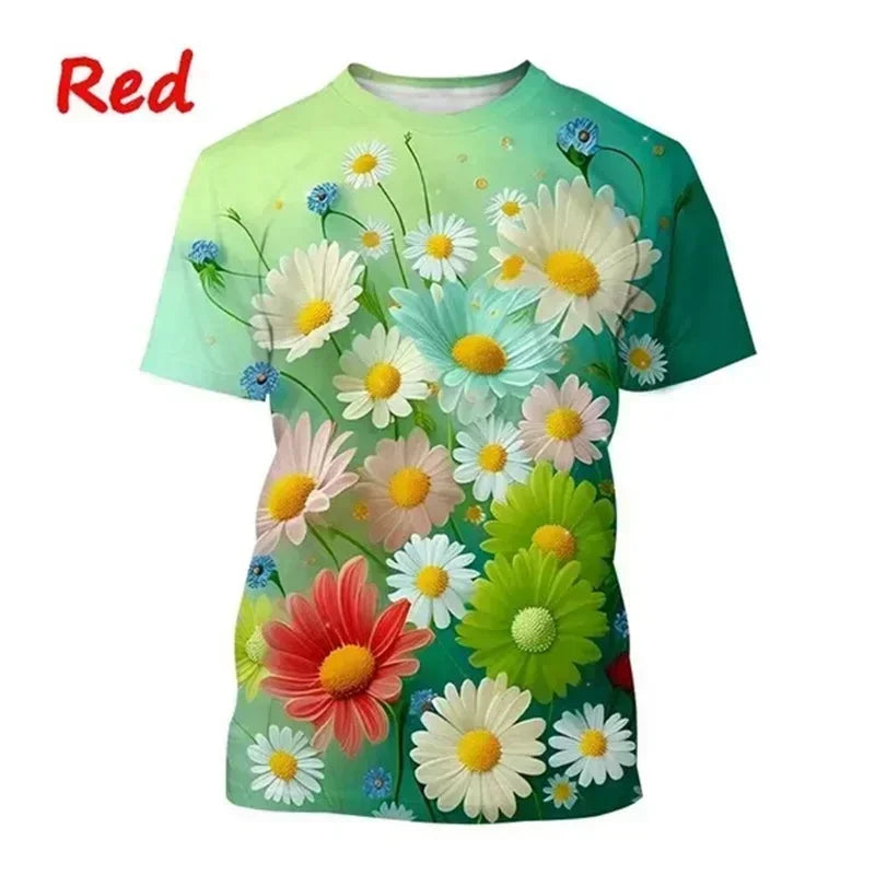 2.Unisex Chrysanthemum & Daisies 3D  T-Shirts (XS-4XL)