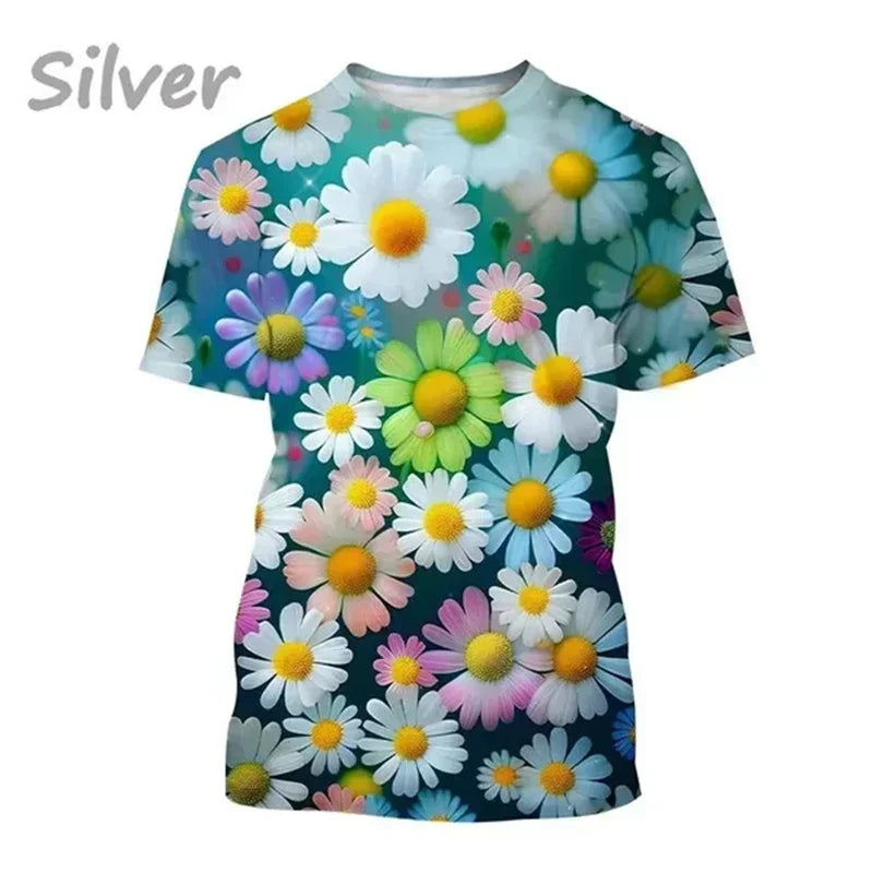 2.Unisex Chrysanthemum & Daisies 3D  T-Shirts (XS-4XL)