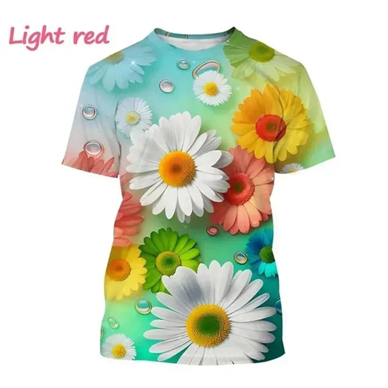 2.Unisex Chrysanthemum & Daisies 3D  T-Shirts (XS-4XL)