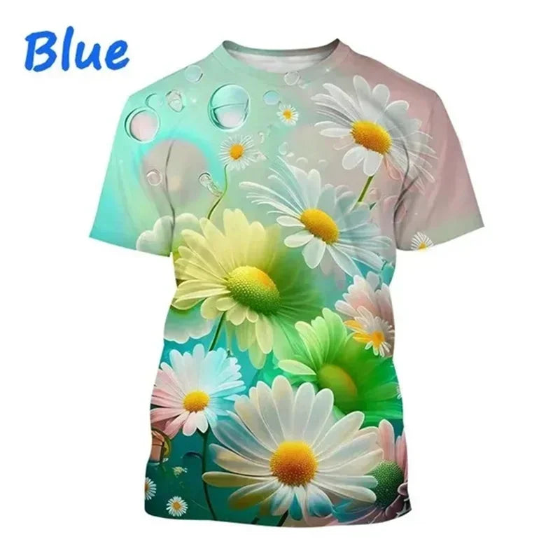 2.Unisex Chrysanthemum & Daisies 3D  T-Shirts (XS-4XL)