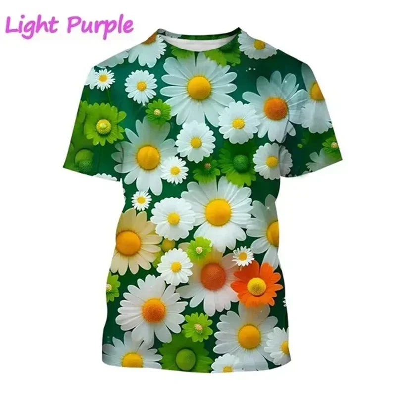 3.Unisex Chrysanthemum & Daisies 3D  T-Shirts (XS-4XL)