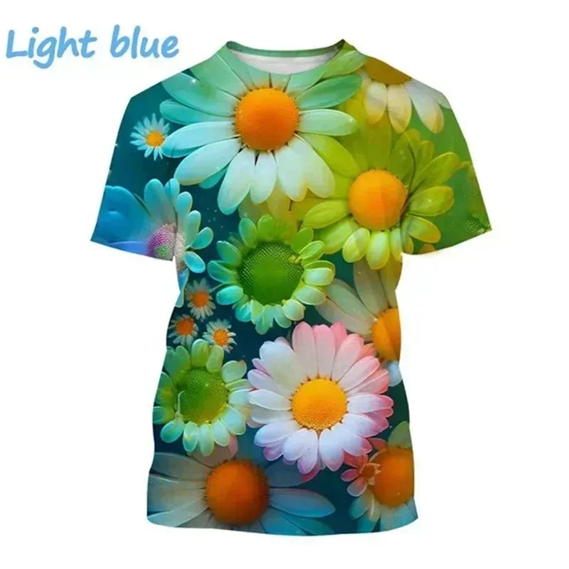 3.Unisex Chrysanthemum & Daisies 3D  T-Shirts (XS-4XL)